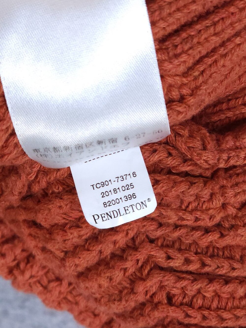 Pendleton XL Chunky Knit Cotton Cashmere Sweater Orange Cabincore Chevron Fall - Picture 10 of 10